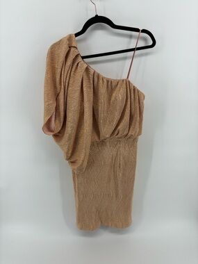 Statement Shoulder Metallic Gold Cocktail Dress